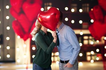 Love Kiss Behind Heart. Romantic Day