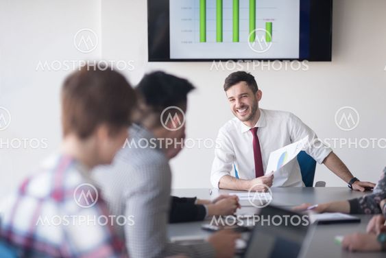 young business people group on meeting at office