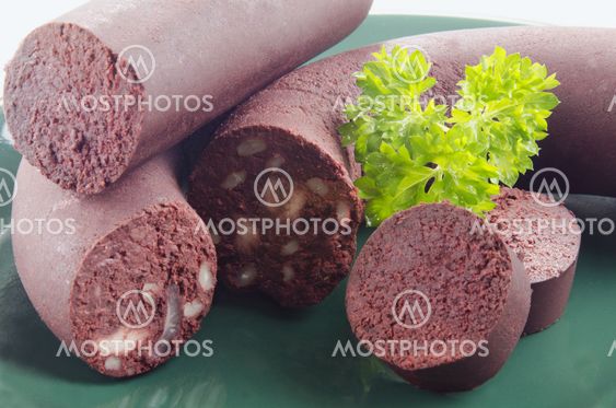 home made black pudding with parsley