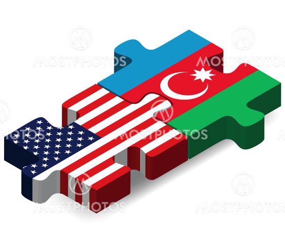 USA and Azerbaijan Flags in puzzle
