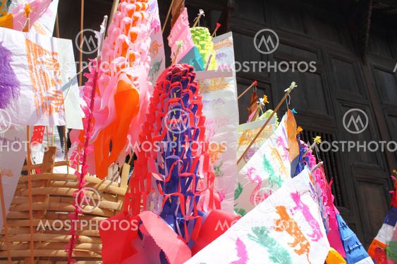 Color paper flag for Buddha worship