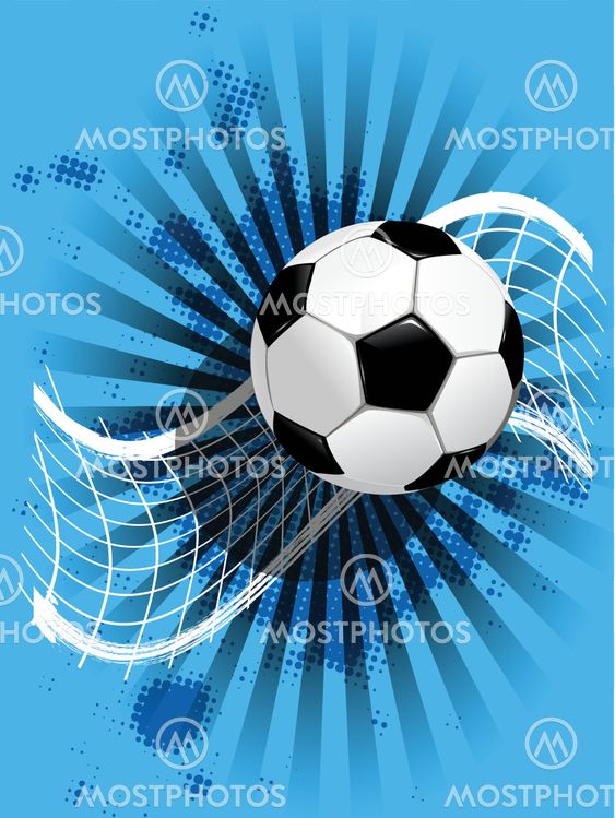 soccer ball and net on blue