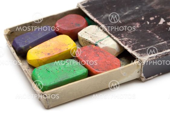 Grungy Box of Wax Crayons