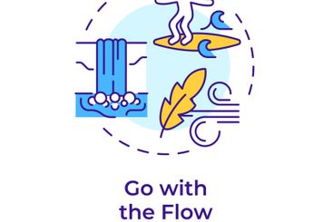 Go with flow multi color concept icon