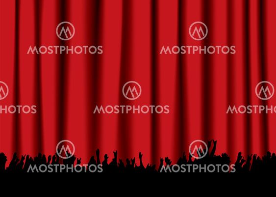 concert crowd red curtain