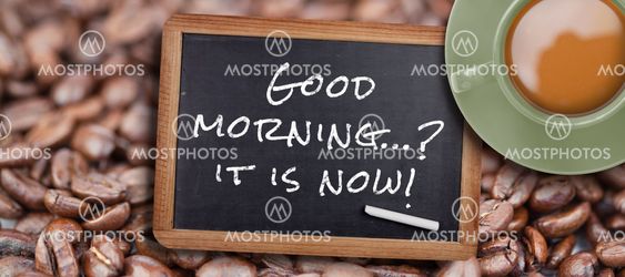 Composite image of green cup of coffee