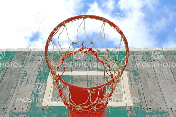 Old wooden basketball hoop