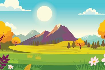 Rocky Mountain Nature Landscape with Trees and Plant in...