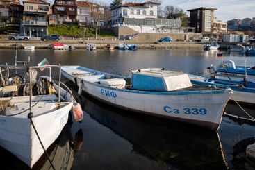 Sunset panorama of the port of Sozopol, Bulgaria