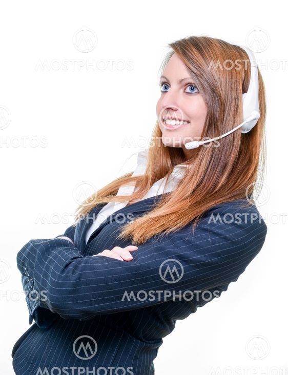 Smiling attractive dynamic woman isolated