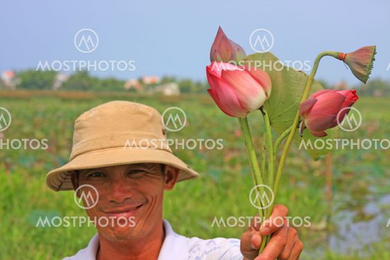 Man with Lotus flower