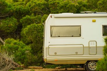 Camper rv camping on coast