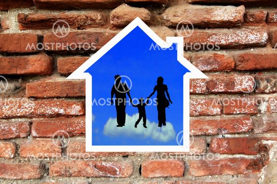 Icon house over a family