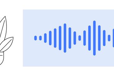 Abstract soundwave with minimalist plant and branch...