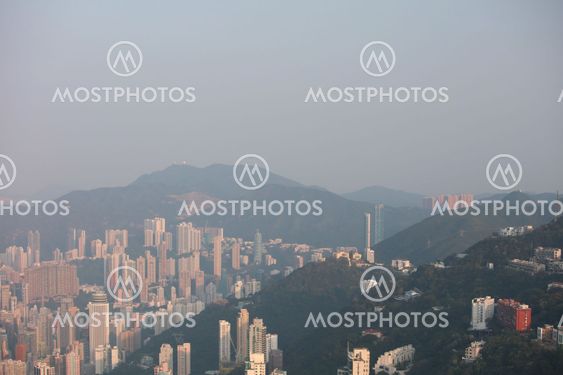 skyline of Hong Kong from Victoria Peak.