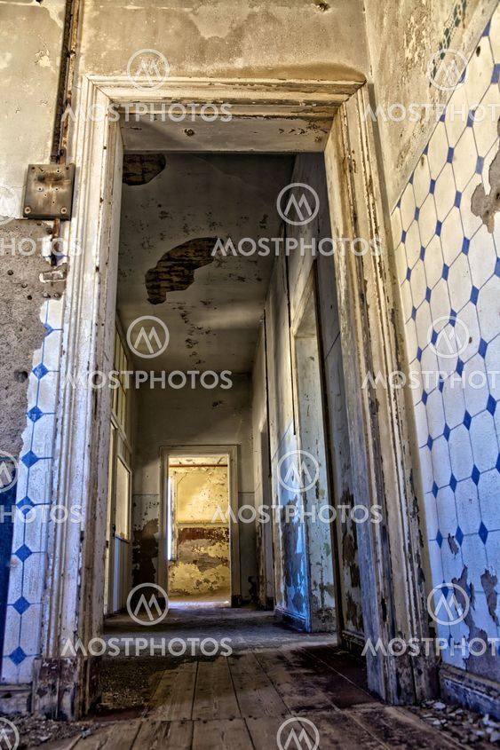 corridor of an old house at kolmanskop ghost town near luderitz namibia