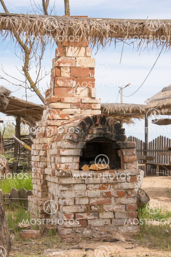 The old Russian oven in the courtyard outdoors