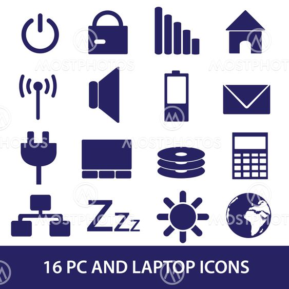laptop and pc indication icons eps10