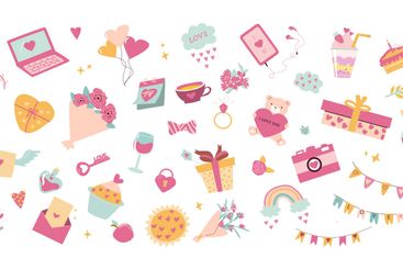 Colorful celebration icons of love and joy