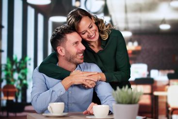 Romantic Dating Fun Together. Smiling Couple