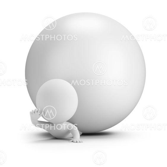3d small people - pinned by a ball