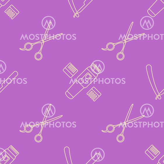deco hairdresser tools seamless pattern