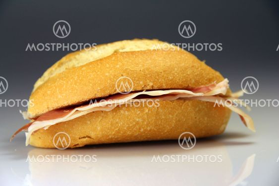 Sandwich Spain typical bread with Serrano ham