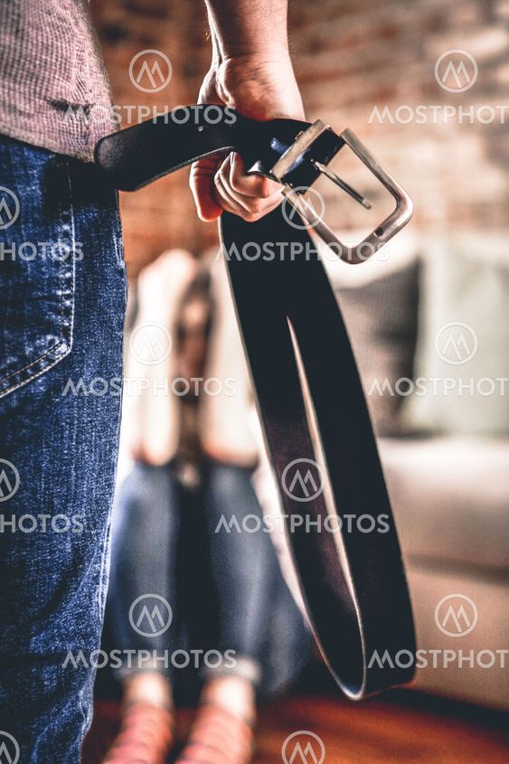 Man beating wife, domestic violence