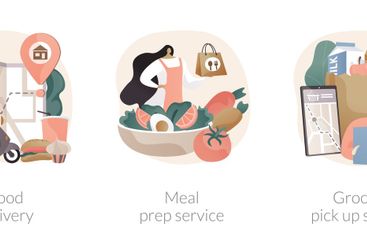 Quarantine food essentials supply abstract concept...