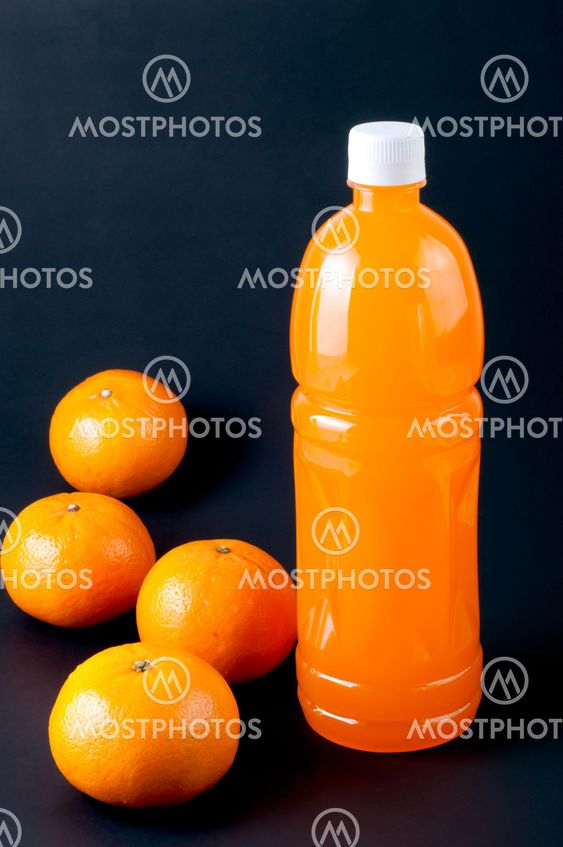 Fresh orange juice bottle