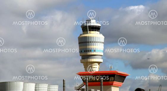 Air Traffic Tower with Airplane