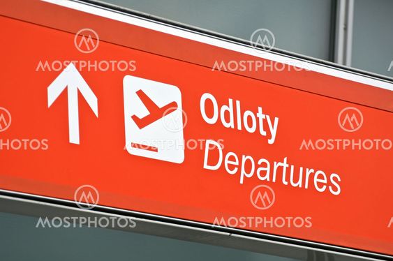 Airport departure sign.