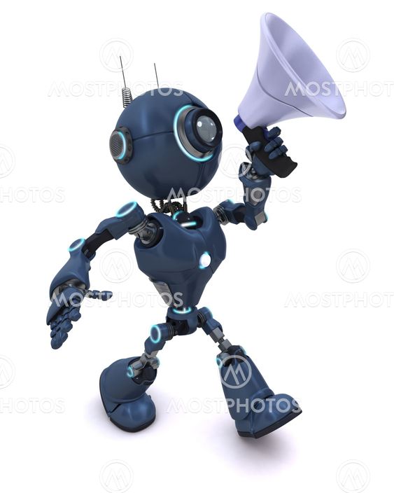 Android with bull horn