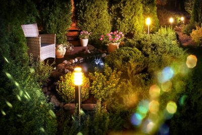 Illuminated home garden fountain patio