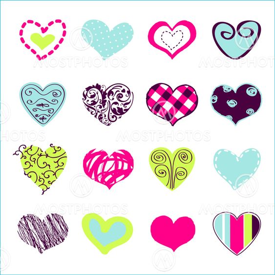 Set of hand drawn hearts for You