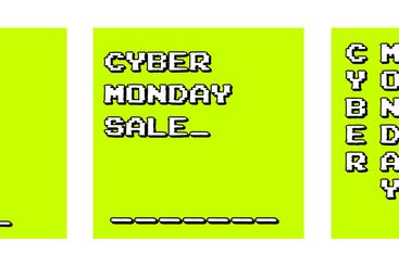 Cyber monday banner in retro arcade video game style....