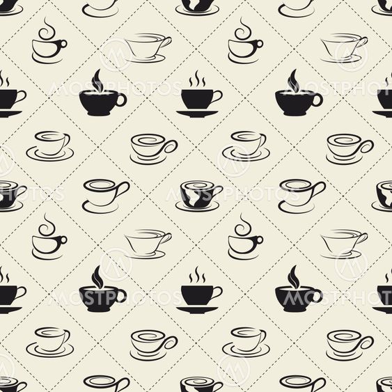 Coffee icons or emblem in seamless pattern