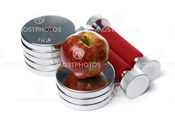 Barbells ja eristetty valkoisella apple