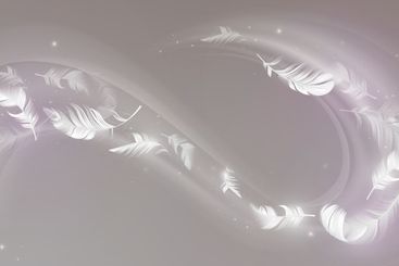Falling white feathers in luminous swirling vortex