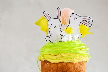 Decorated Easter Cake with Bunny Toppers.Easter Baking...