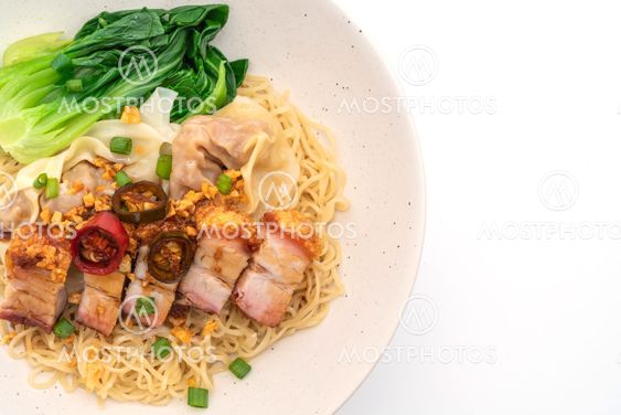 Egg Noodle Soup With Crispy By Topntp Mostphotos