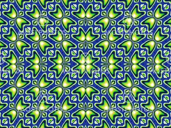 Blue and green floral wallpaper
