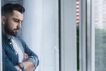 Depressed caucasian man losing job and heartbroken,...