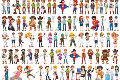 Set of people with different occupation