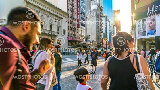 View on the People passing by in downtown Buenos Aires