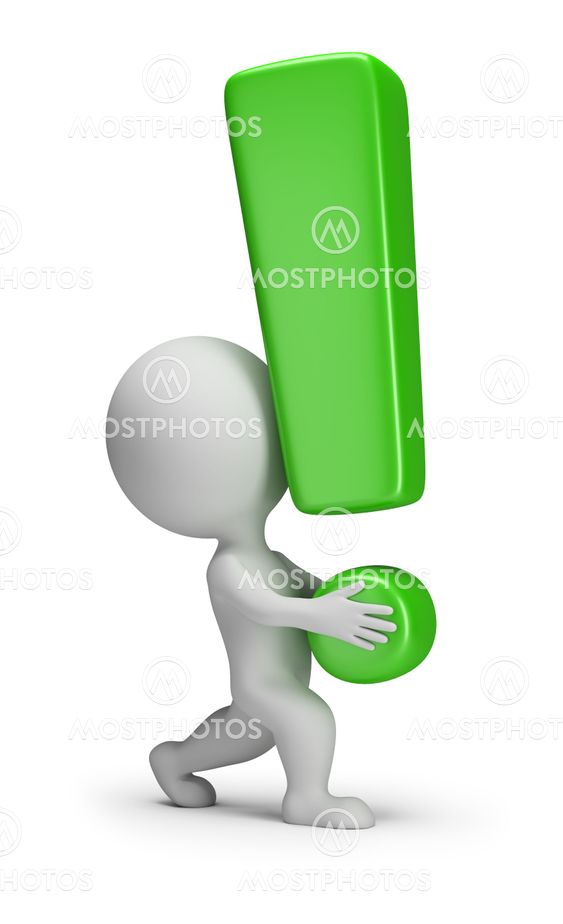 3d small people - carries an exclamation mark
