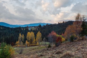Evening autumn Carpathian mountain, Ukraine.
