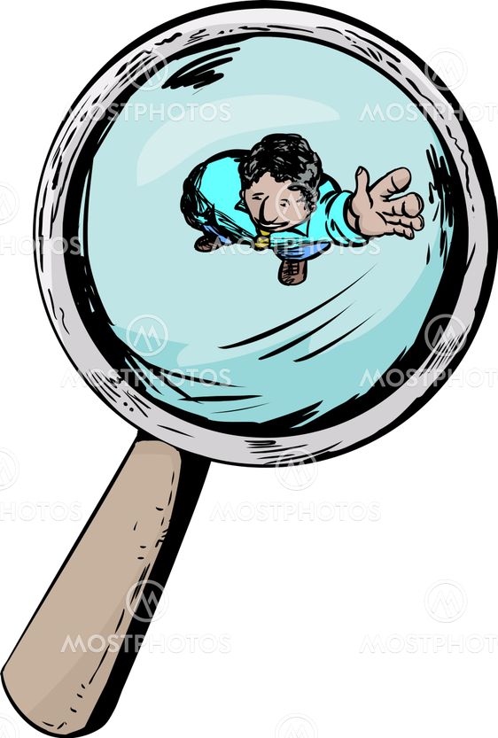 Man Waving Under Magnifying Glass