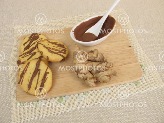 Ginger biscuits with chocolate