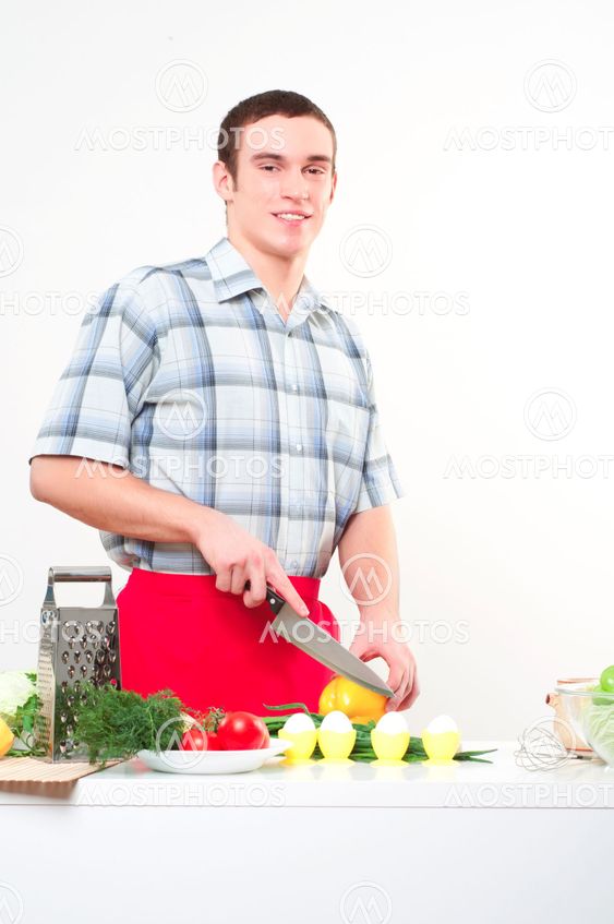 portrait of a young man, make meal